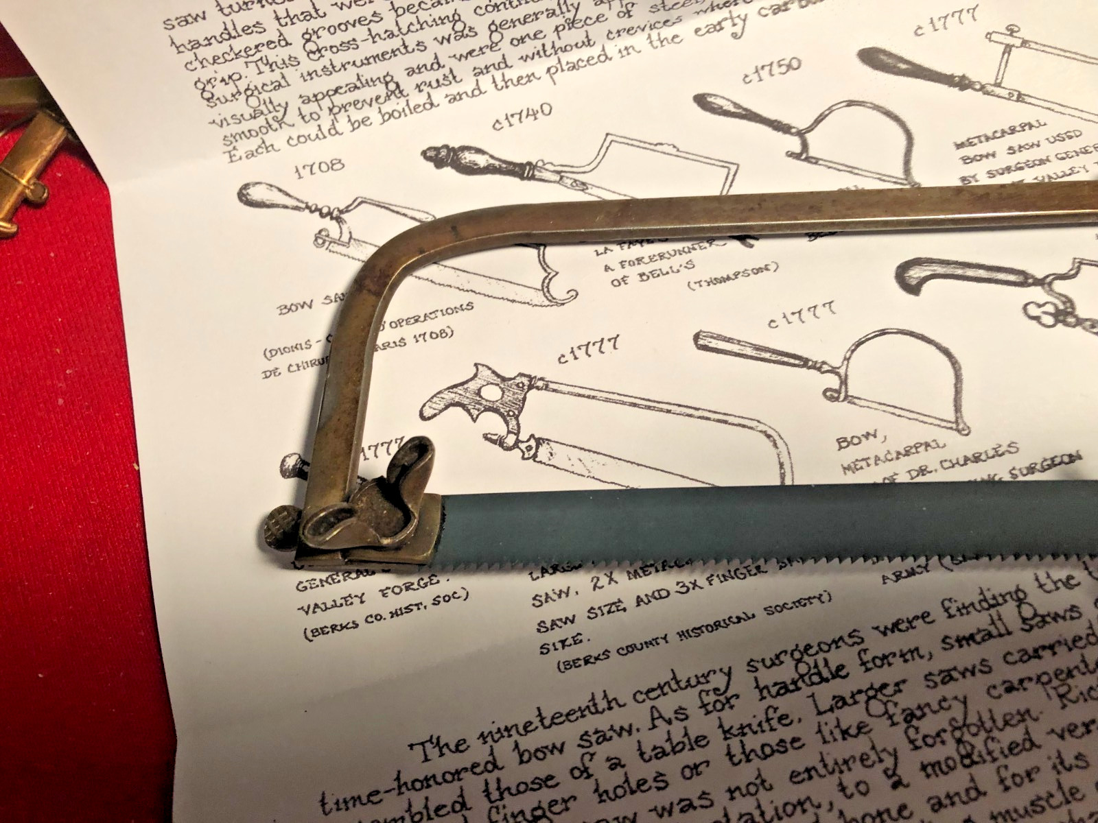 METACARPEL AMPUTATION SAW LIKE THE ONE USED BY GEN. OTTO IN 1777 - NO MAKER MARK