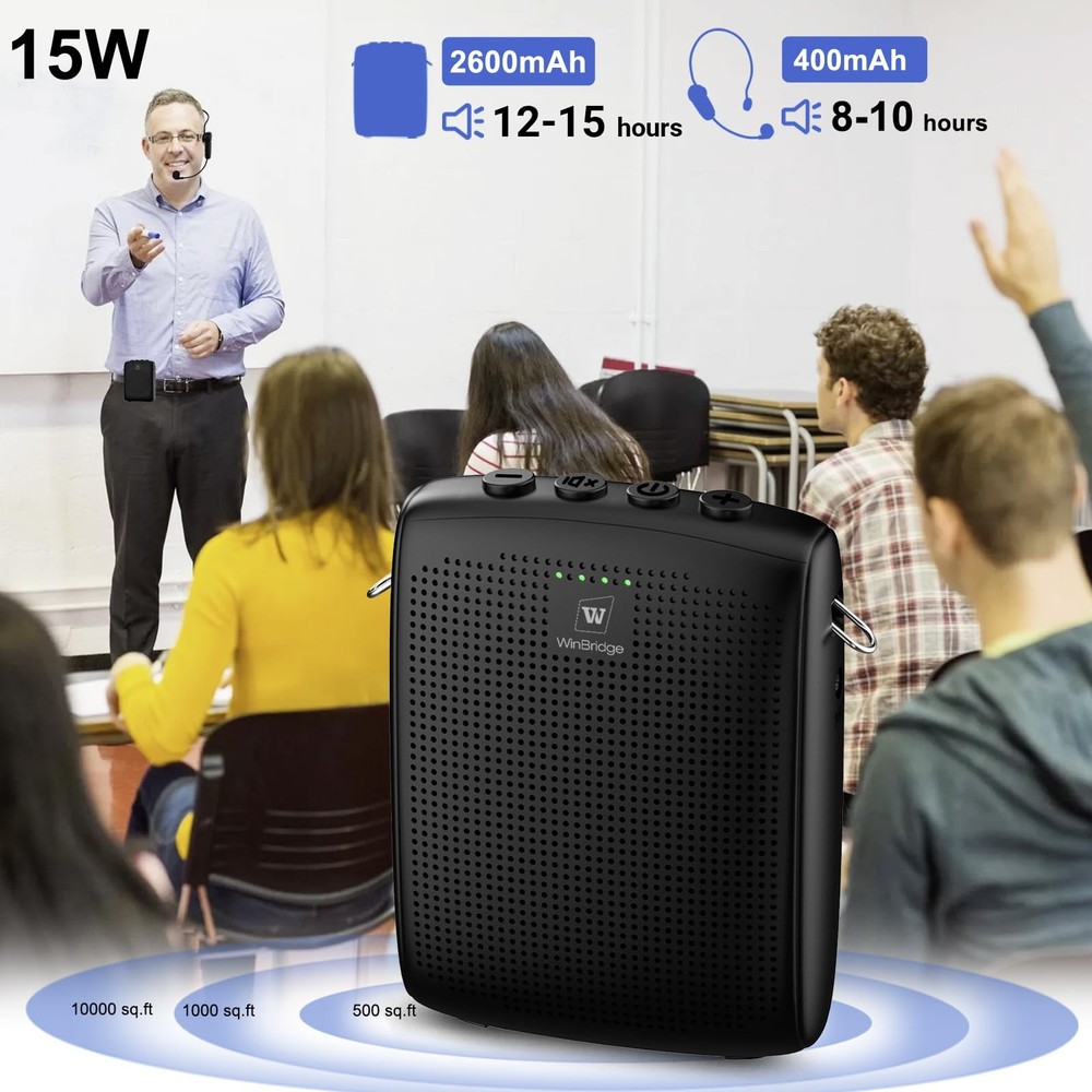 WinBridge Voice Amplifier with Bluetooth, Portable Speaker and Microphone Set...