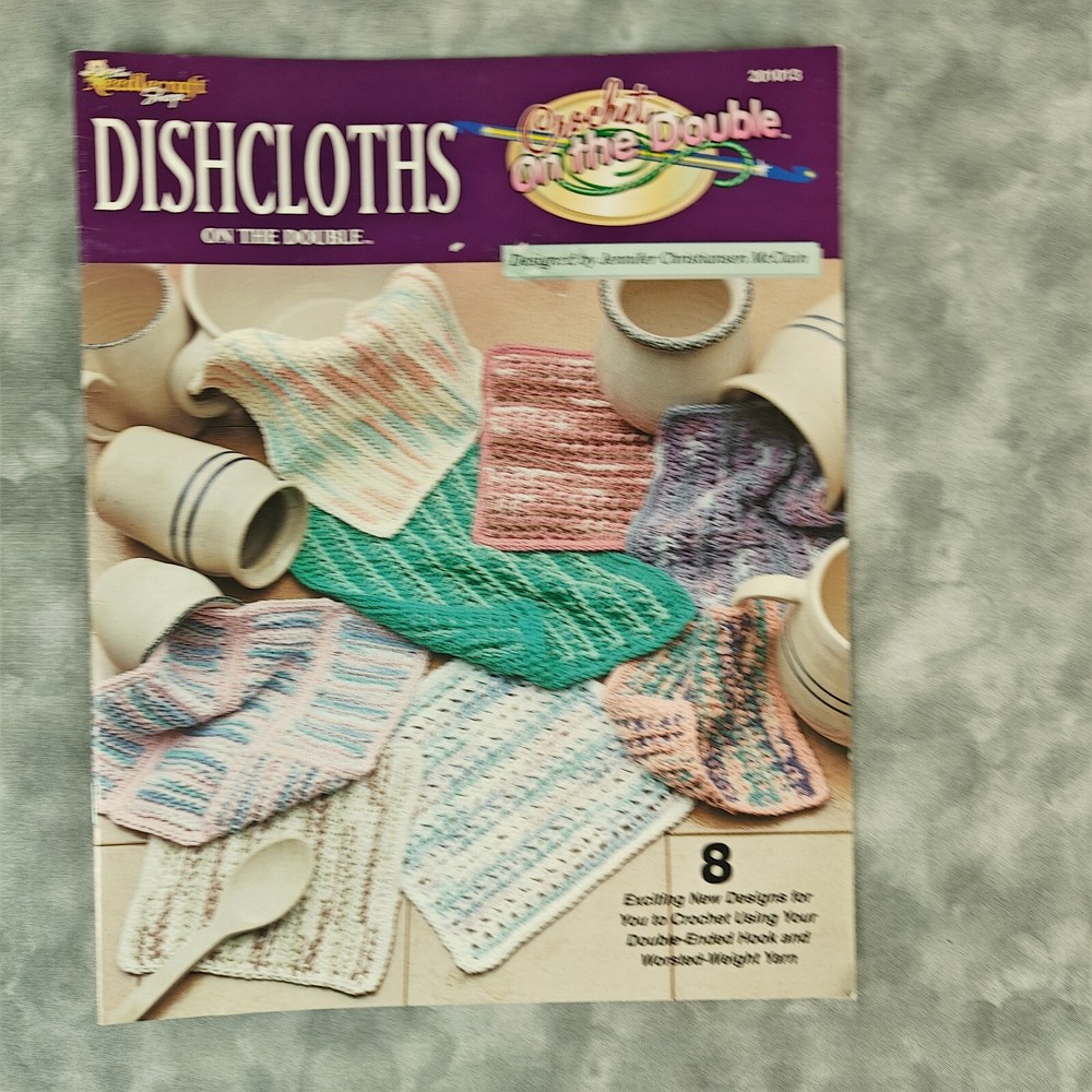 🧶 Vintage 2000 Dishcloths Crochet Pattern Booklet - 8 Designs 🧺