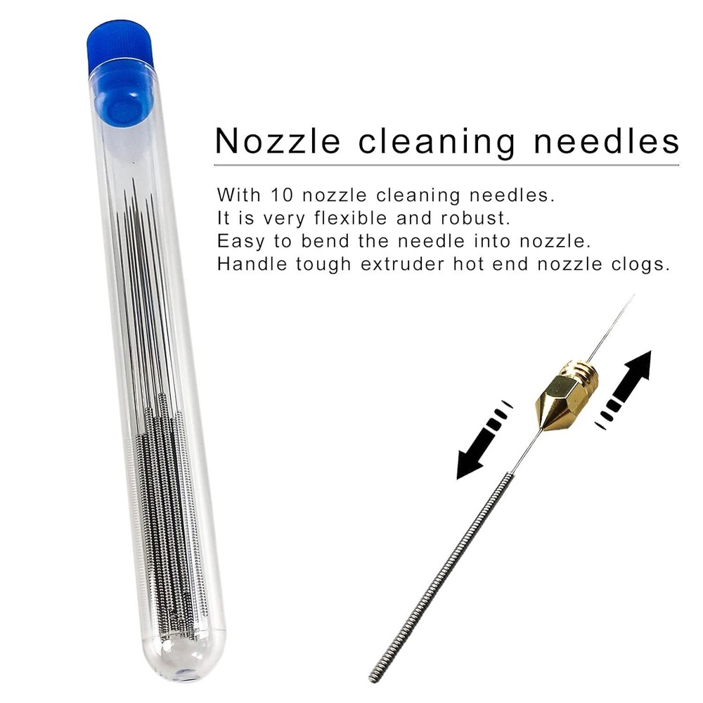 Complete 24-Piece MK8 Brass 3D Printer Nozzle Set - Easy Identification & Tools