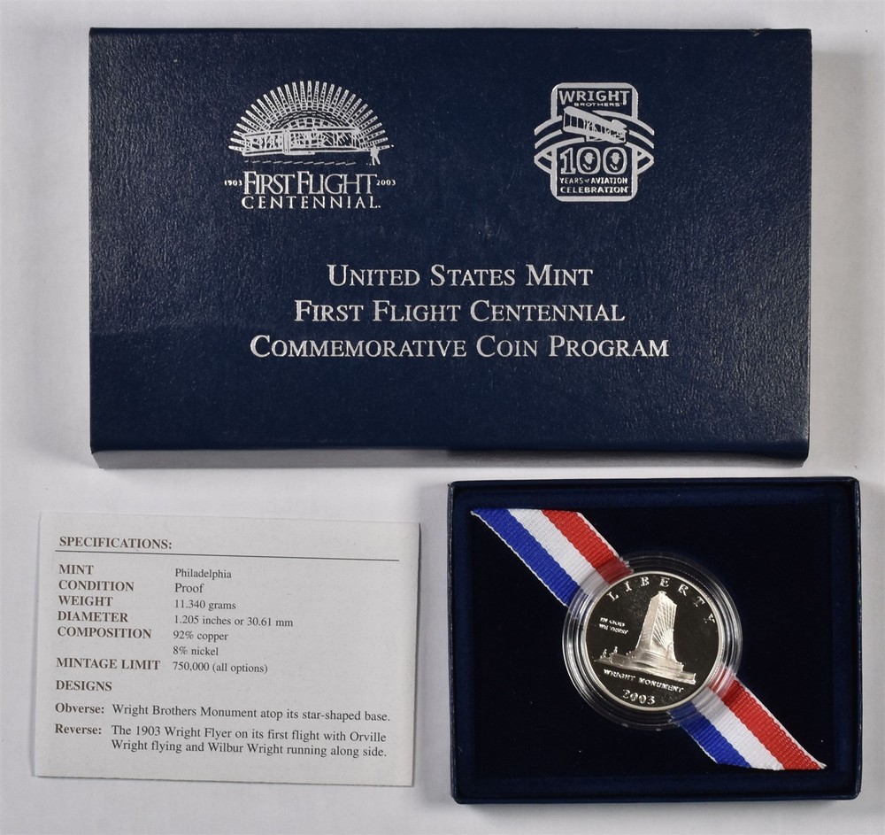 2003-P First Flight Commemorative Half Dollar With Box & COA - Proof