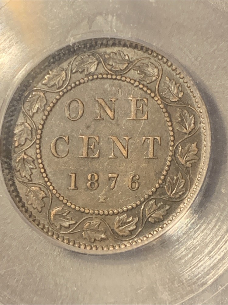 1876-H CANADA LARGE CENT ~ ICG AU50