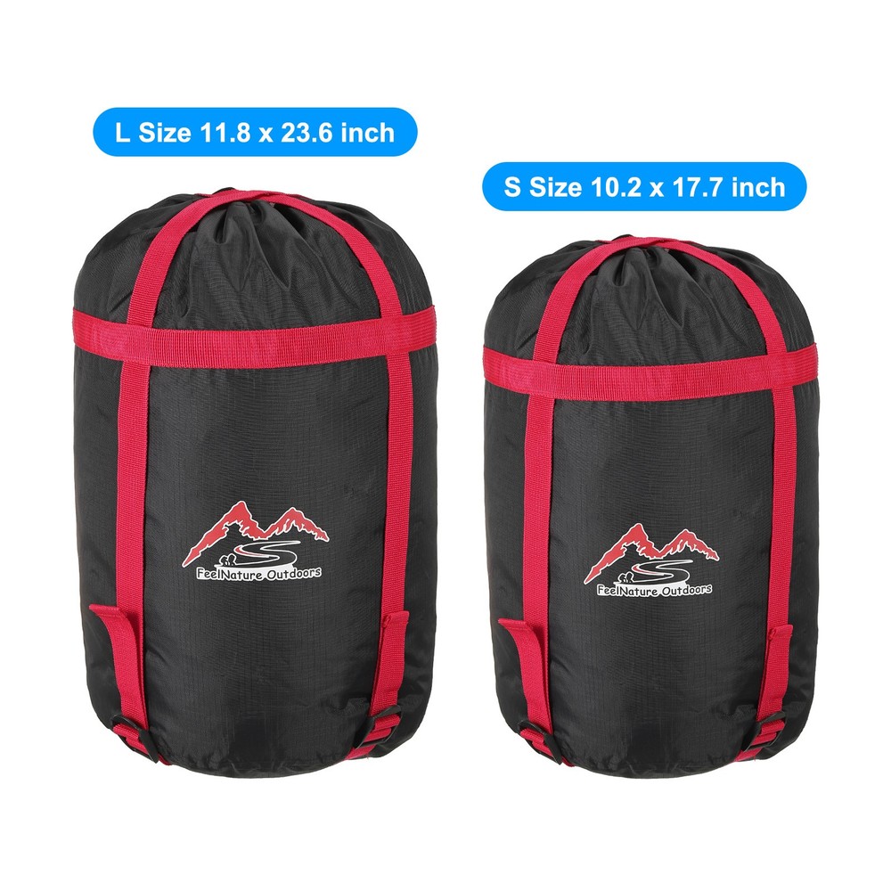 Compression Stuff Sack, S Size Waterproof Sleeping Bag Storage Sack Black Red
