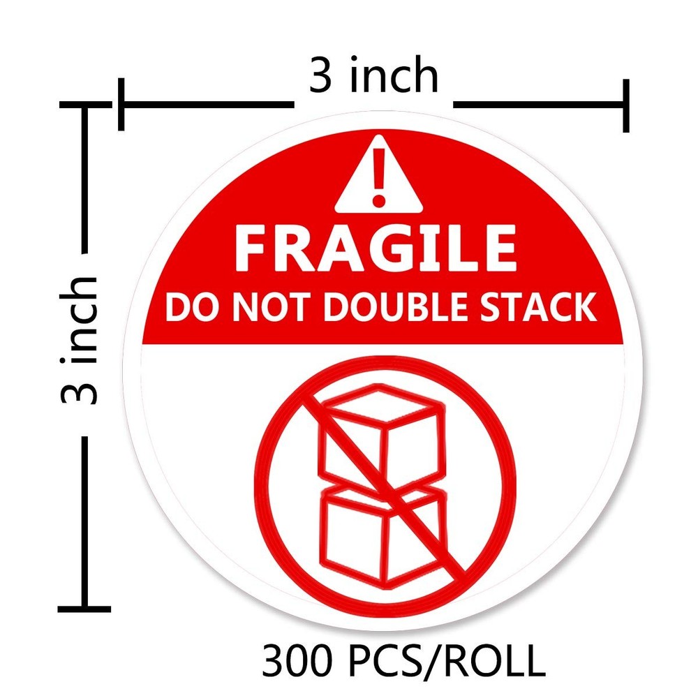 Do Not Stack Shipping Labels Warning Stickers for 3, Red,white