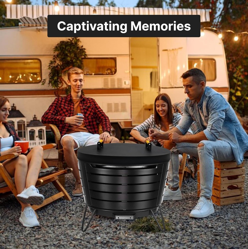 FEBTECH 25.5 inch Round Firepit Lid - Compatible for 25" Smokeless Fire Pit