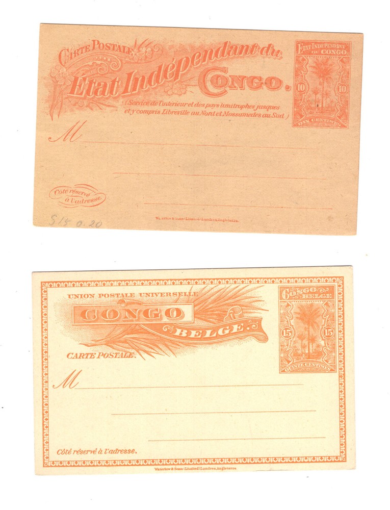 Belgium  Congo   2  postal  cards   unused