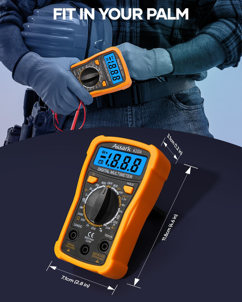Multímetro digital de voltaje Assark de 2000 cuentas