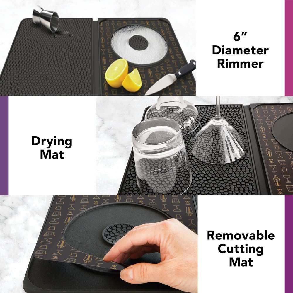 Multi-Use Cocktail bar Mat, Black