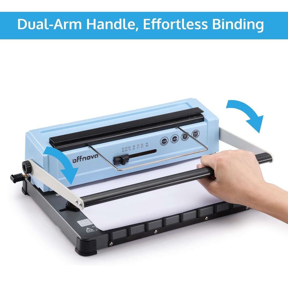 OFFNOVA Wire Binding Machine, Punch 12 Sheets, 34-Square Hole Punch, Bind 120...