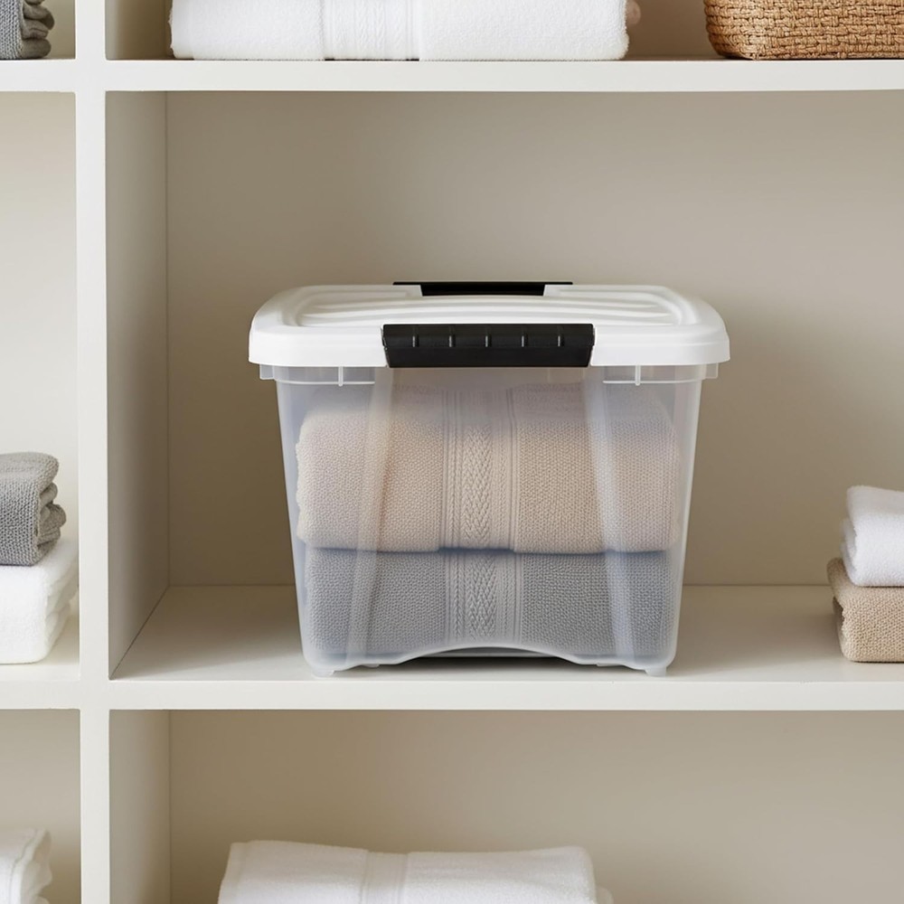 19 Qt Stackable Plastic Storage Bins with Lids, 6 Pack - BPA-Free, - See-Thr...