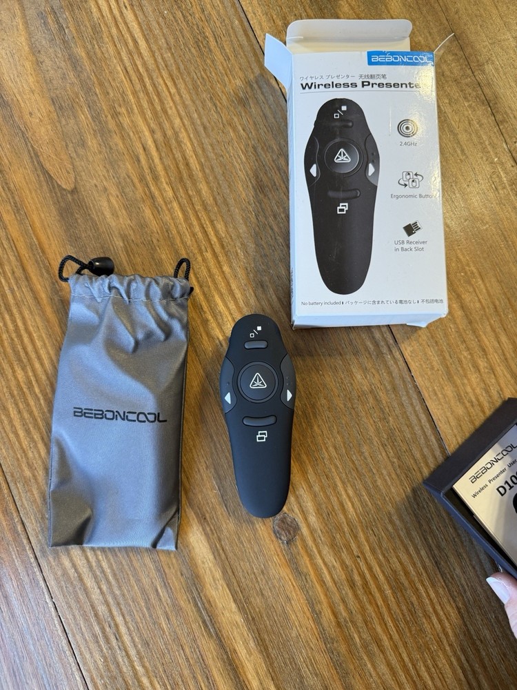 NEW Beboncool Black Wireless Presenter 2.4GHz Ergonomic Button