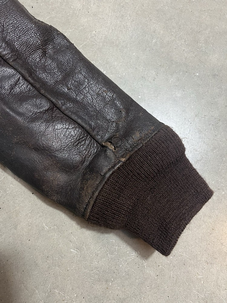 Vintage 40s WWII Flight Leather Bomber Jacket G-1 Medium