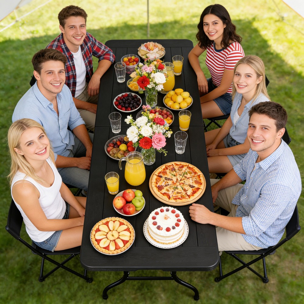 6ft Portable Folding Table Easy Setup Foldable Table for Patio Camping Garage