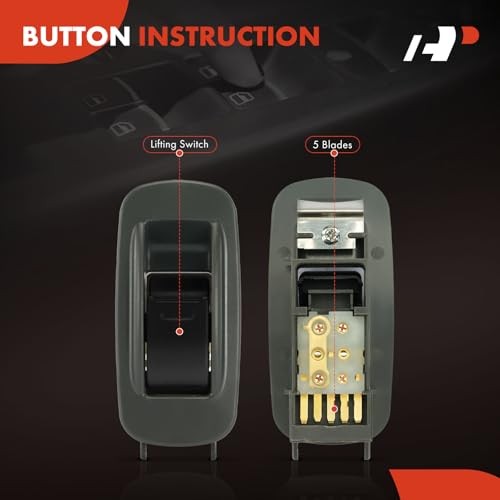 Power Window Switch Compatible with Toyota Tacoma 2005-2011, Rear Left or