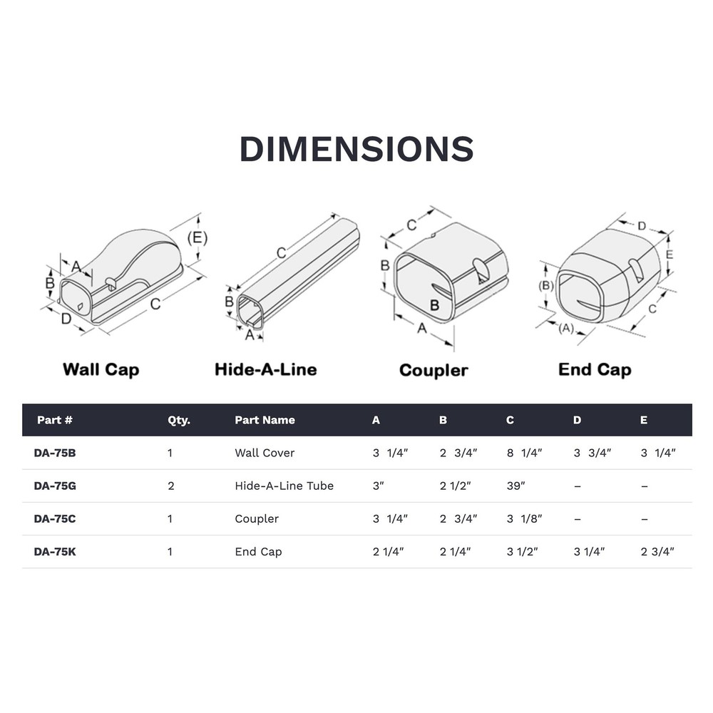 DuctlessAire - Mini Split Line Set Cover Kit - Paintable Mini Split Cover for...