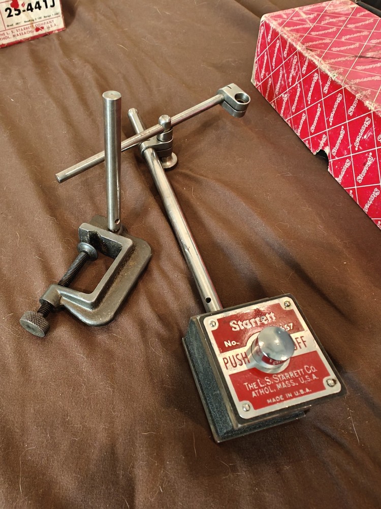 Starrett 657AA Magnetic Base Dial Indicator Holder, complete set