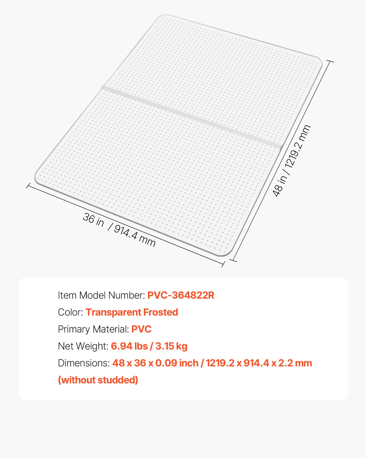 Chair Mat 36 x 48-inch Office Chair Mat for Carpeted Floors Rectangular