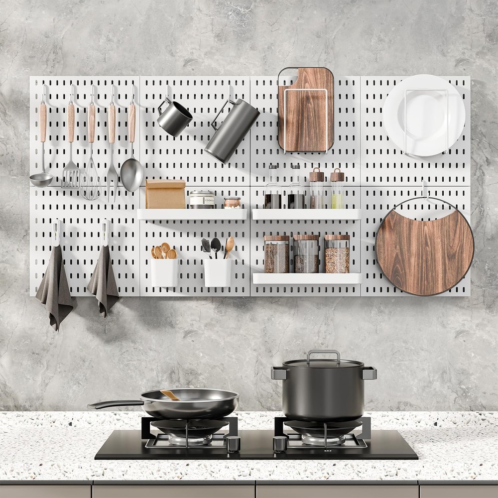 Pegboard Combination Kit, Wall Mounted Storage Set with 4 Pegboards & 14 Acce...