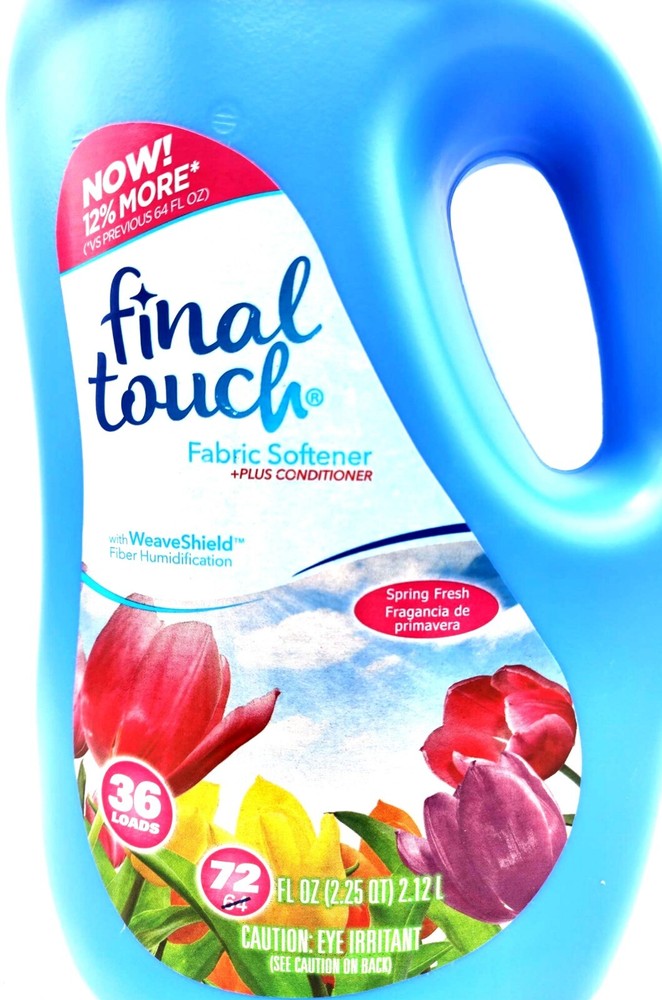2 Final Touch Spring Fresh Liquid Fabric Softener Plus Conditioner 72 oz Bottles