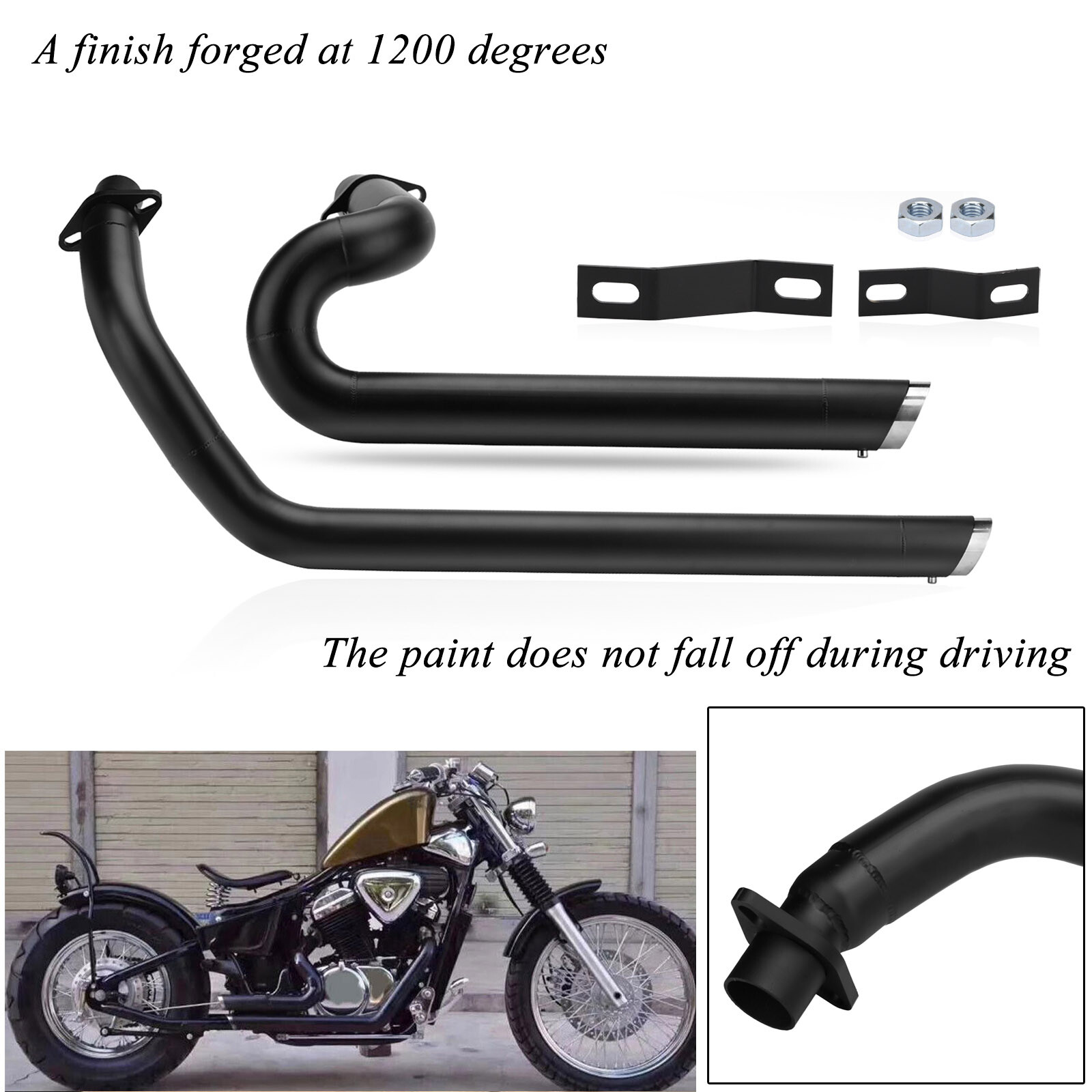 Shortshots Staggered Exhaust Pipes System Muffler For Honda Shadow VLX600 VT600C