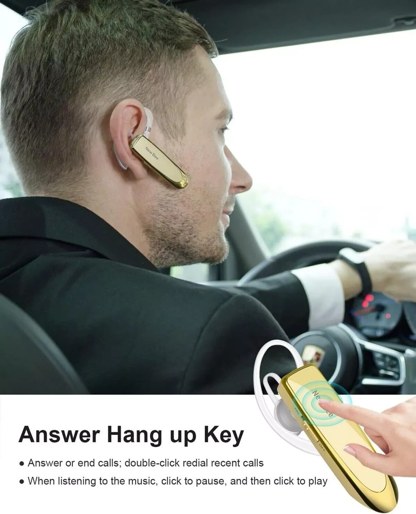 New Bee Bluetooth Headset Two Device Connection Handsfree driving Headset, Gold