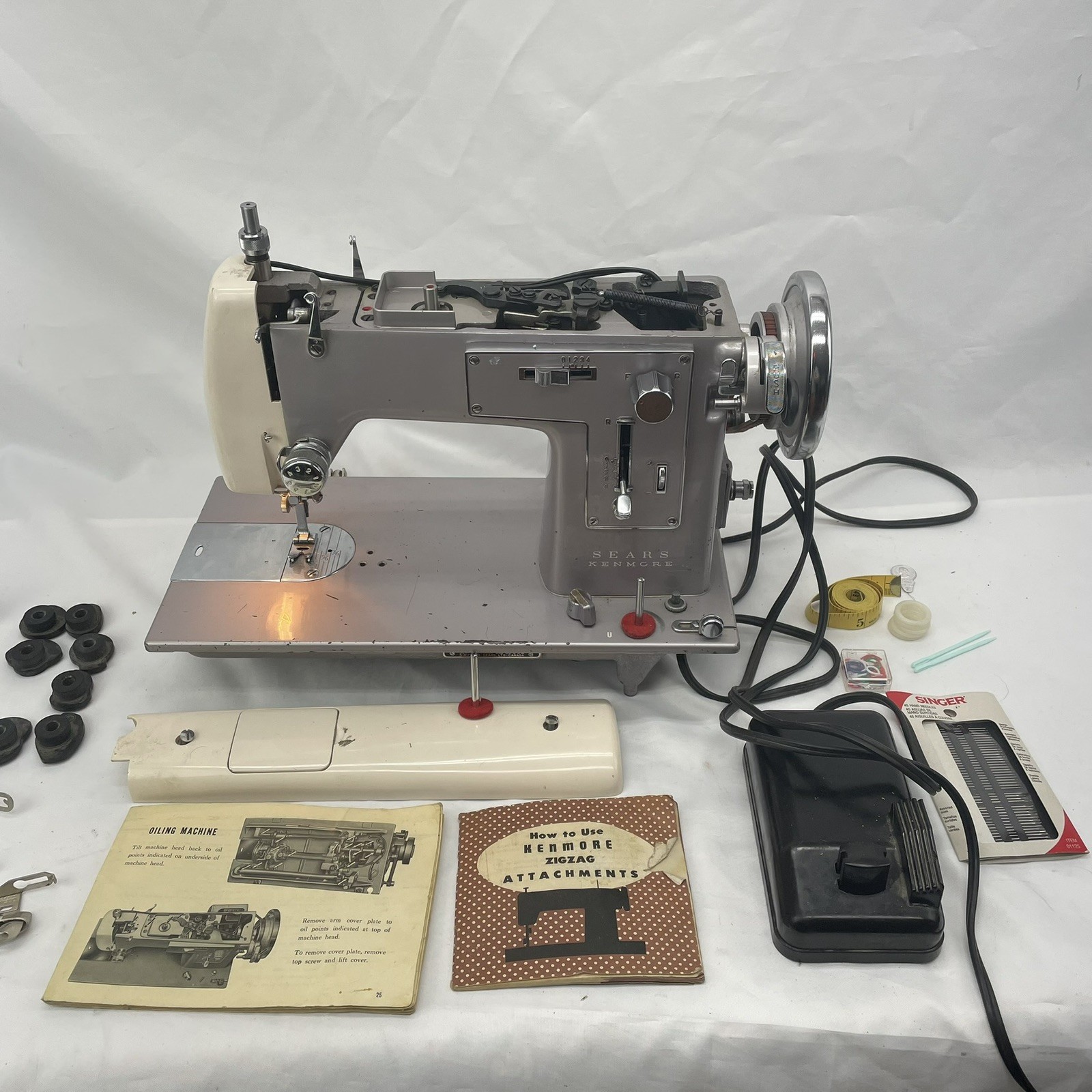 SERVICED - KENMORE 158 HEAVY DUTY 1 Amp Steel Zigzag Sewing Machine JAPAN