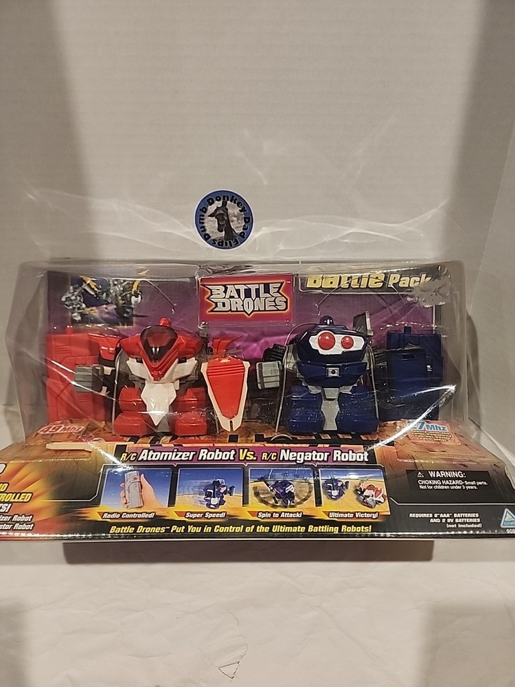 NIB Vintage Battle Drones Remote Control Toymax 1998 ATOMIZER& NEGATOR Robots