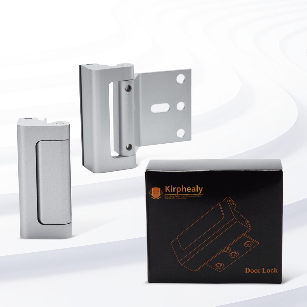 Kirphealy Home Security Door Lock, 2 Pack Reinforcement Locks for Silver