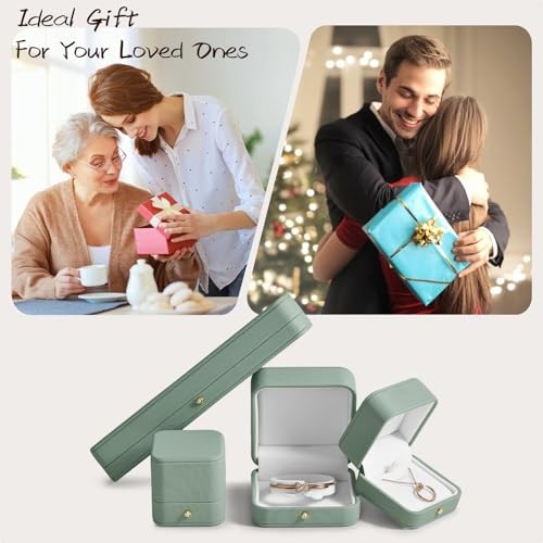 Green Leather Ring Gift Box Jewelry Gift Box Small Ring Case for Ring Box
