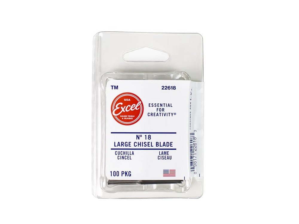 Excel 22618 - #18 Large Chisel Replacement Blade, Carbon Steel, 100 pcs/Pkg