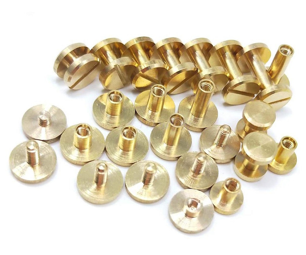 20 Sets 8x4x6mm Solid Brass Button Studs Rivets Screwback Screw Back Spots fo...