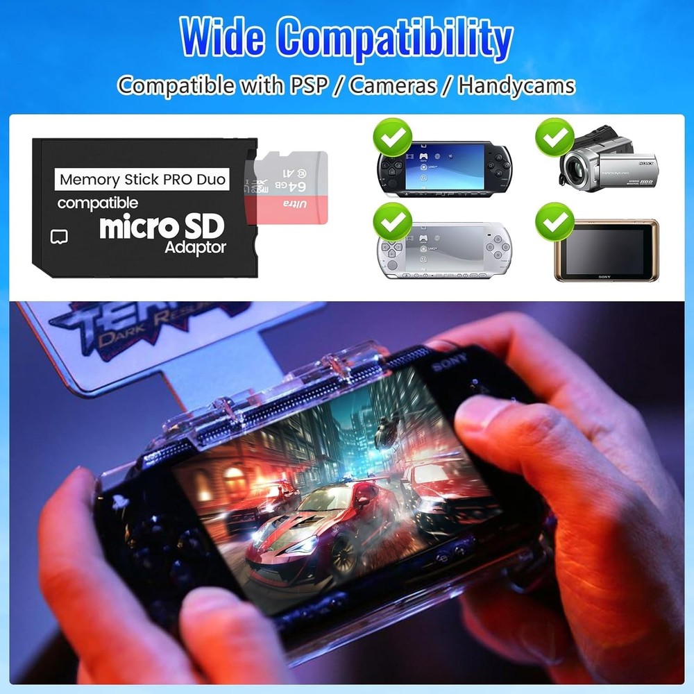 5 Pack Micro SD to Memory Stick PRO Duo Adapter for PSP & Cameras