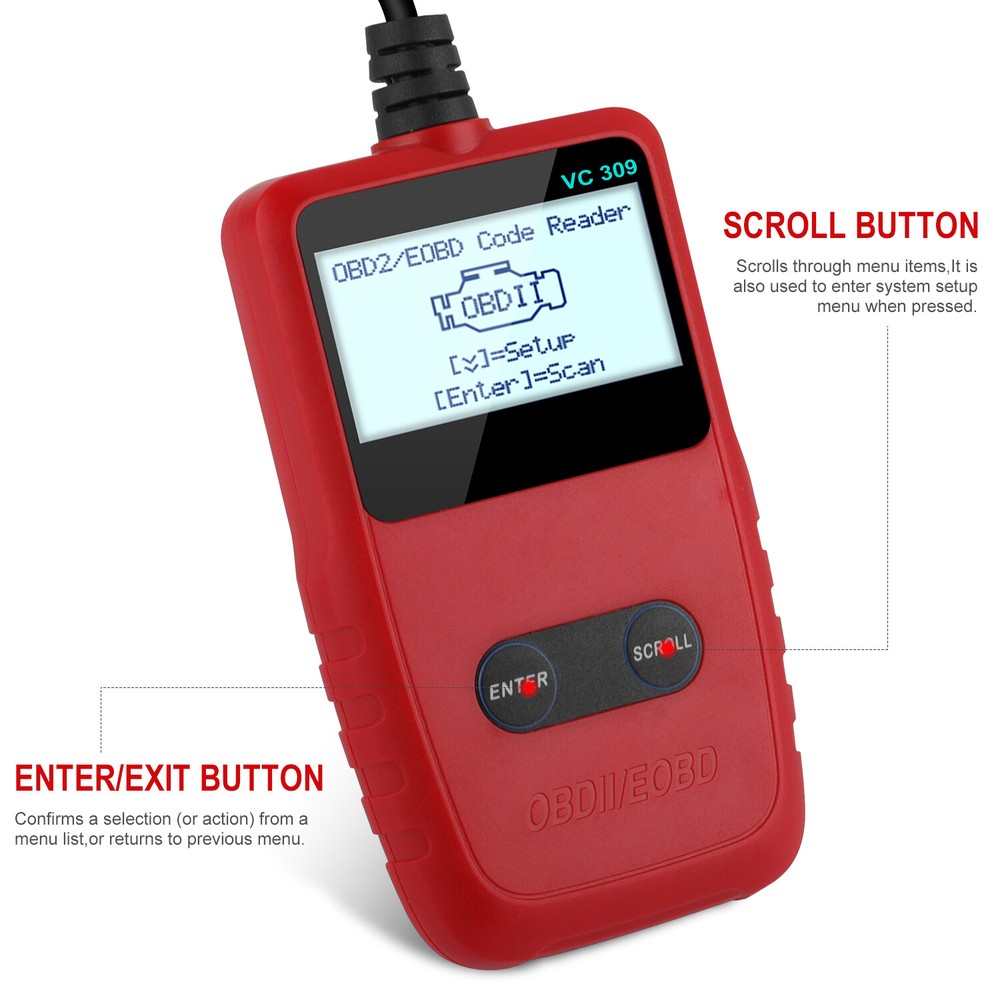 VC309 Car EOBD OBDII Scanner Code Reader Auto Fault Engine Diagnostic Reset Tool