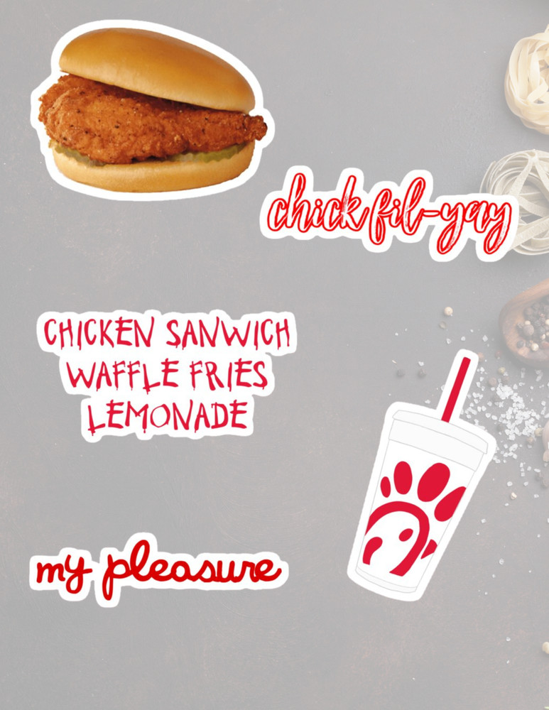 Chick Fil A 5pc Food Sticker Pack