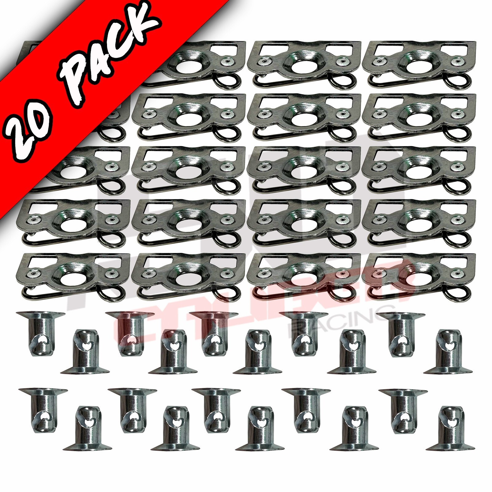 20 Pack Dzus Tabs - Plate Button Fastener Spring Pre-Assembled RZR UTV Sand Rail