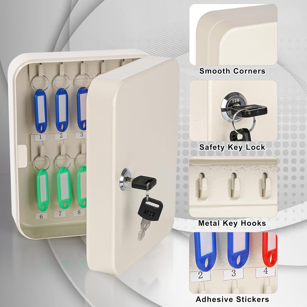 KYODOLED Key Cabinet Wall Mount, Locking Key Organizer, Key Storage Lock Box wit