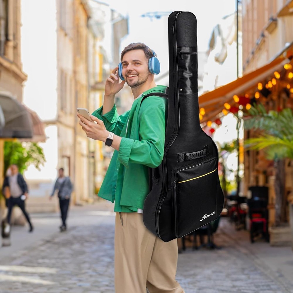 Rugged Acoustic Guitar Gig Bag with Protective Padding & Multiple Compartments