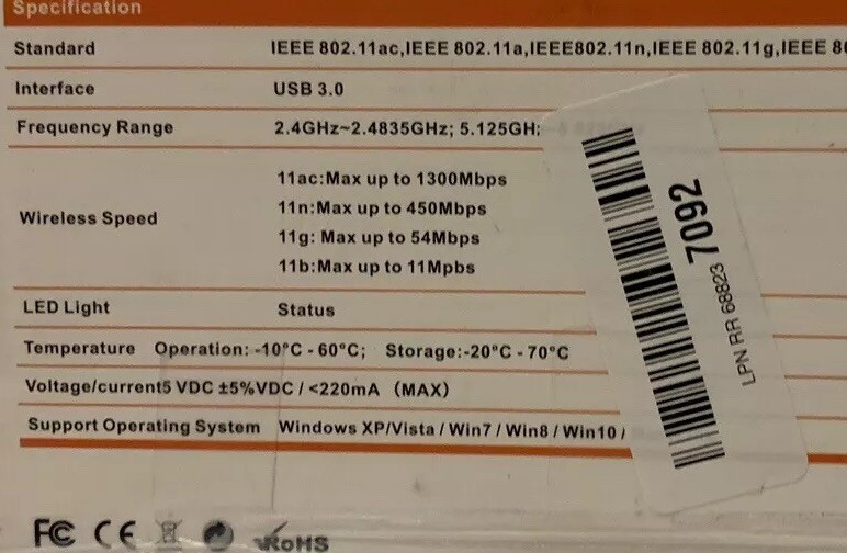 Dual Antenna Wireless USB Adapter AC1750