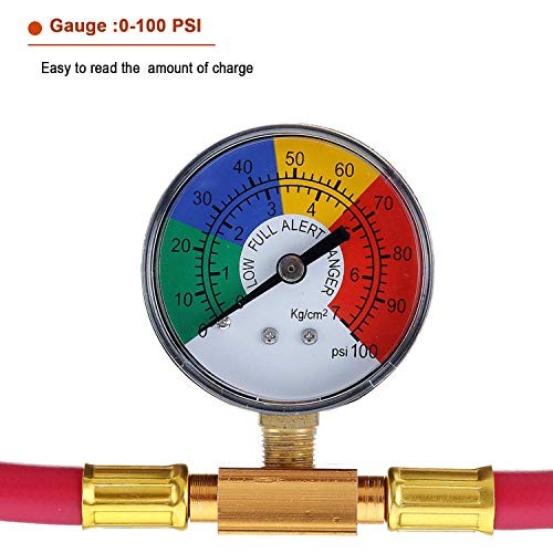 R1234YF U-Charge Hose with Gauge Set, 1234yf Recharge Kit with 1/2 LH Can