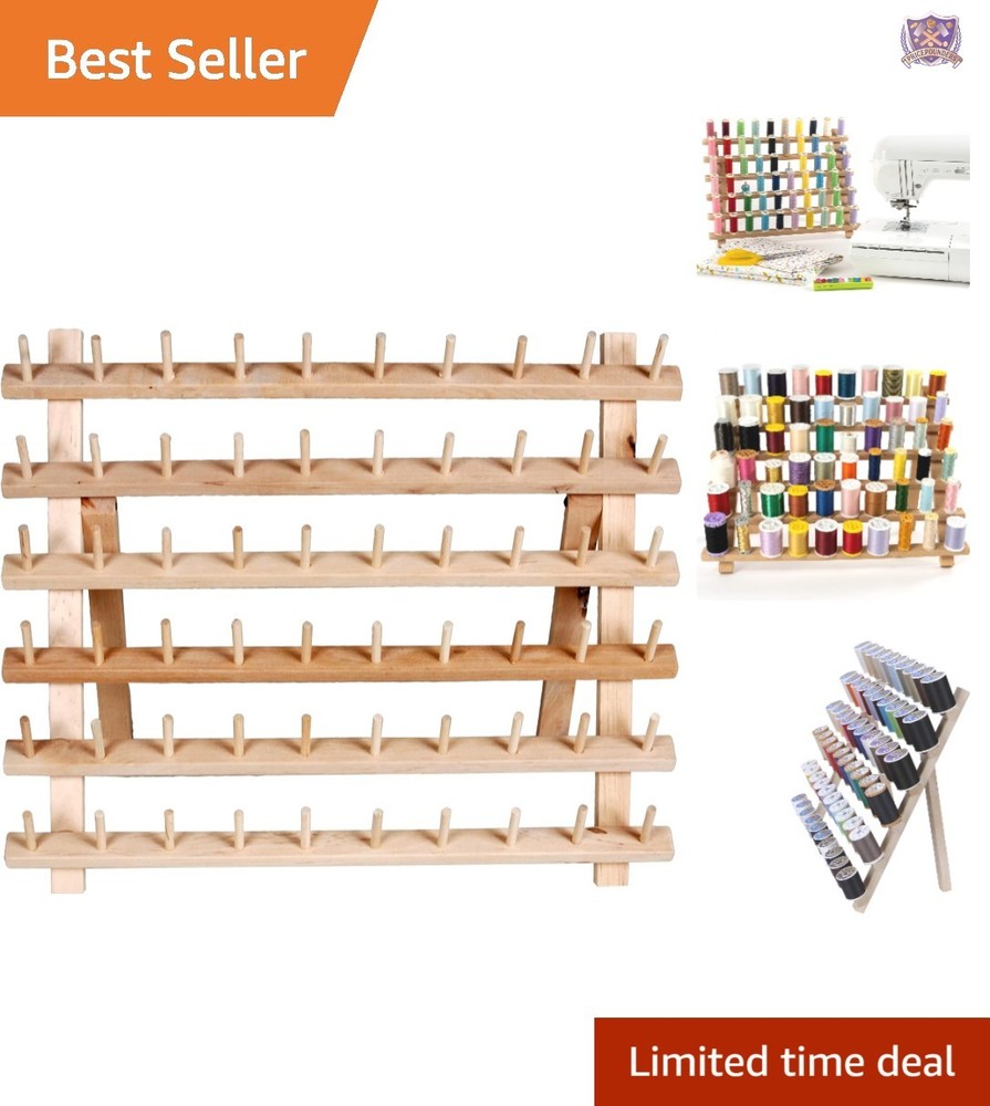Wooden Thread Rack Unfinished Rustic Wall Mount or Tabletop Storage