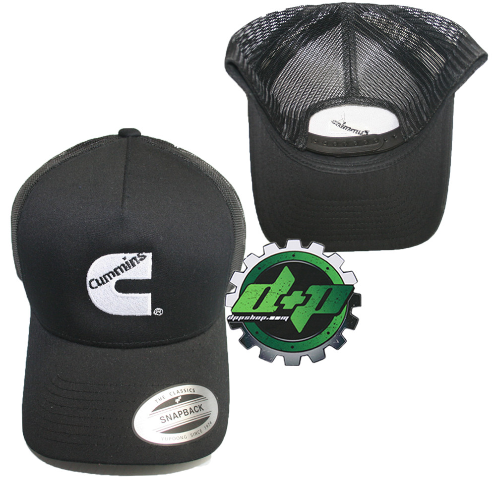 Cummins trucker mesh summer cummings hat ball cap snap back black centered logo