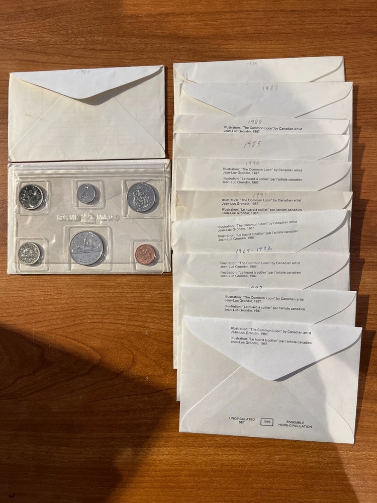 Canada Proof like set 1985 to 1995
