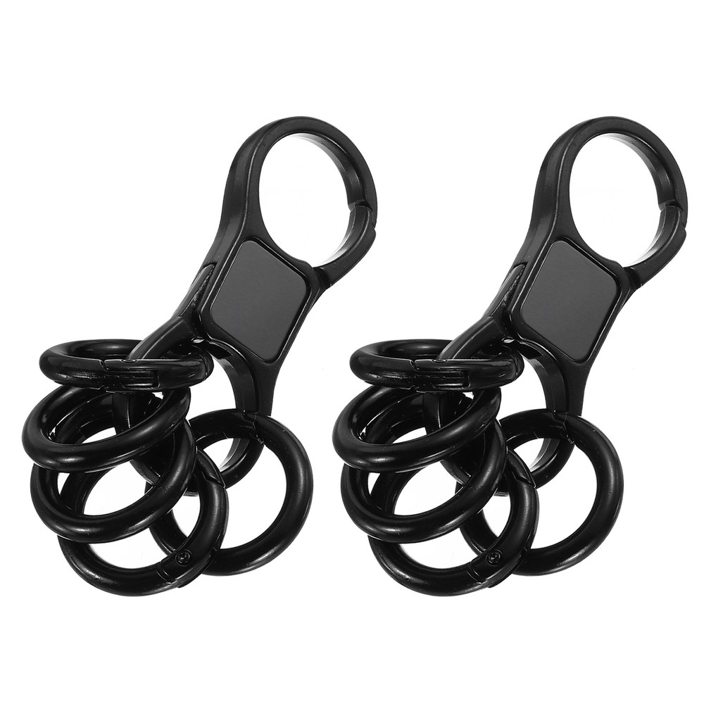 2 Pcs Quick Release Keychain, Keychain with 10 Round Clips, Black