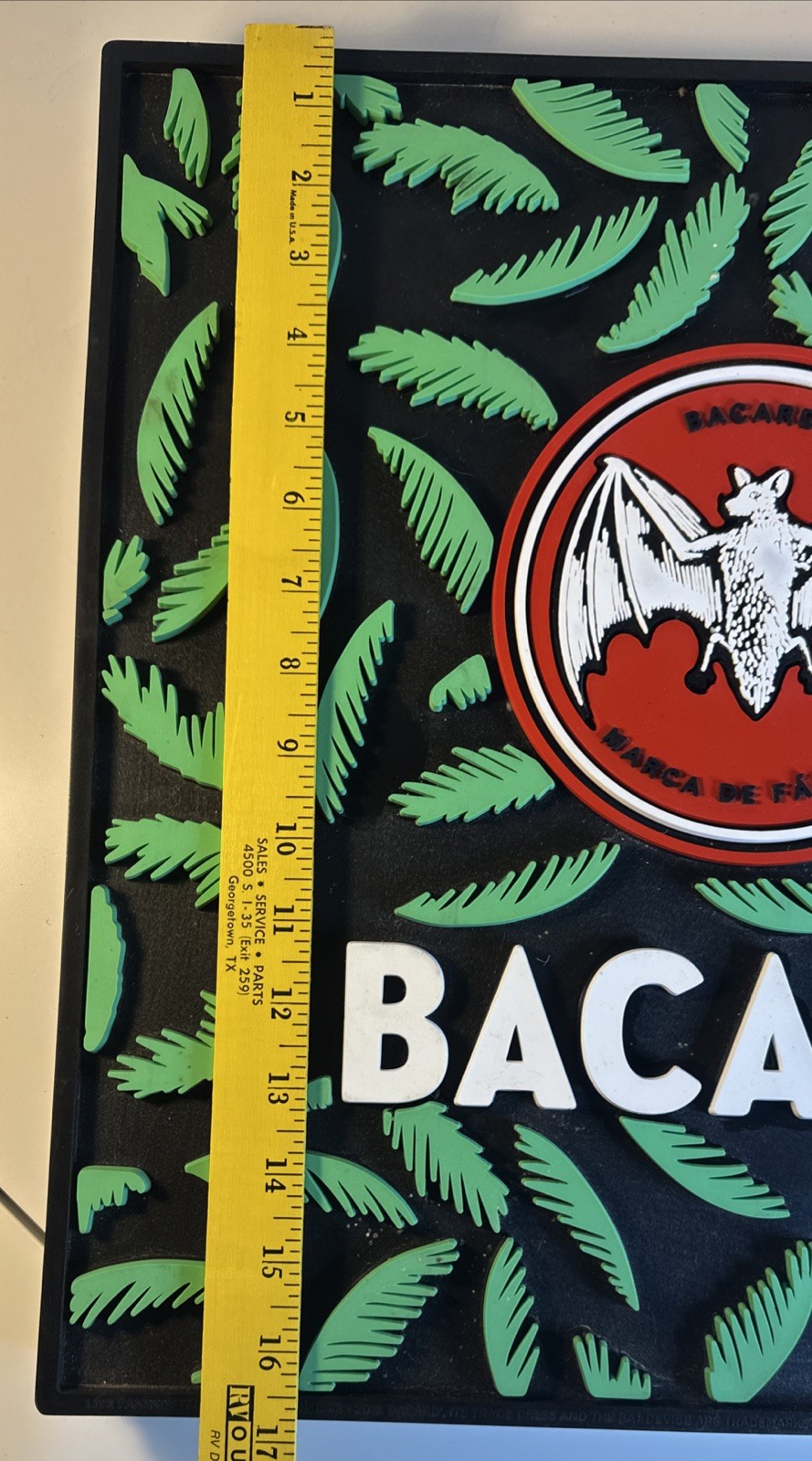 Bacardi Rum XL Bat & Palm Leaf's Beer Rubber Bar Spill Mat for tap Kegerator