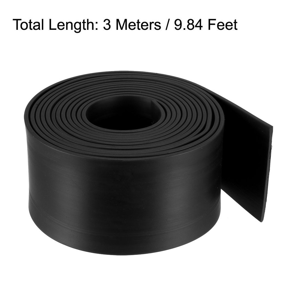 Solid Rectangle Rubber Seal Strip 60mm x 3mm 3 Meters Length Black