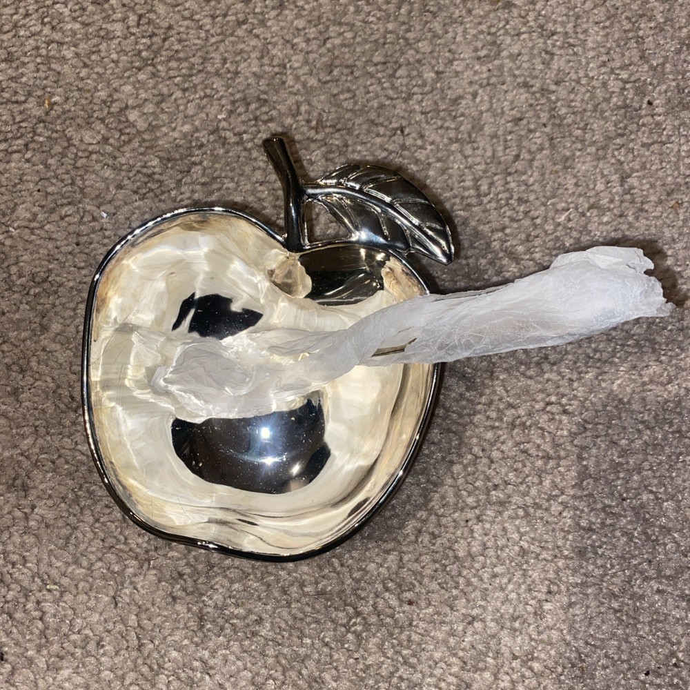 Studio Silversmiths Silver Plated  Apple Shape Honey Dish With Spoon