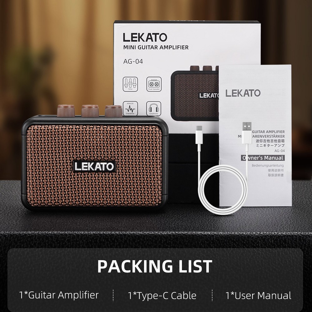 LEKATO Portable Mini Electric Guitar Bass Amplifier Practice Speaker 2 Effects