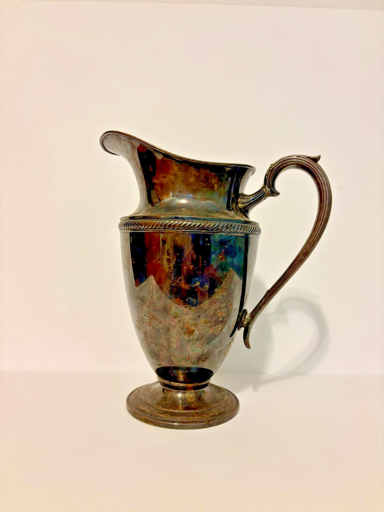 Castleton International Silver Pitcher #685 Braided Pattern or Vase with Patina