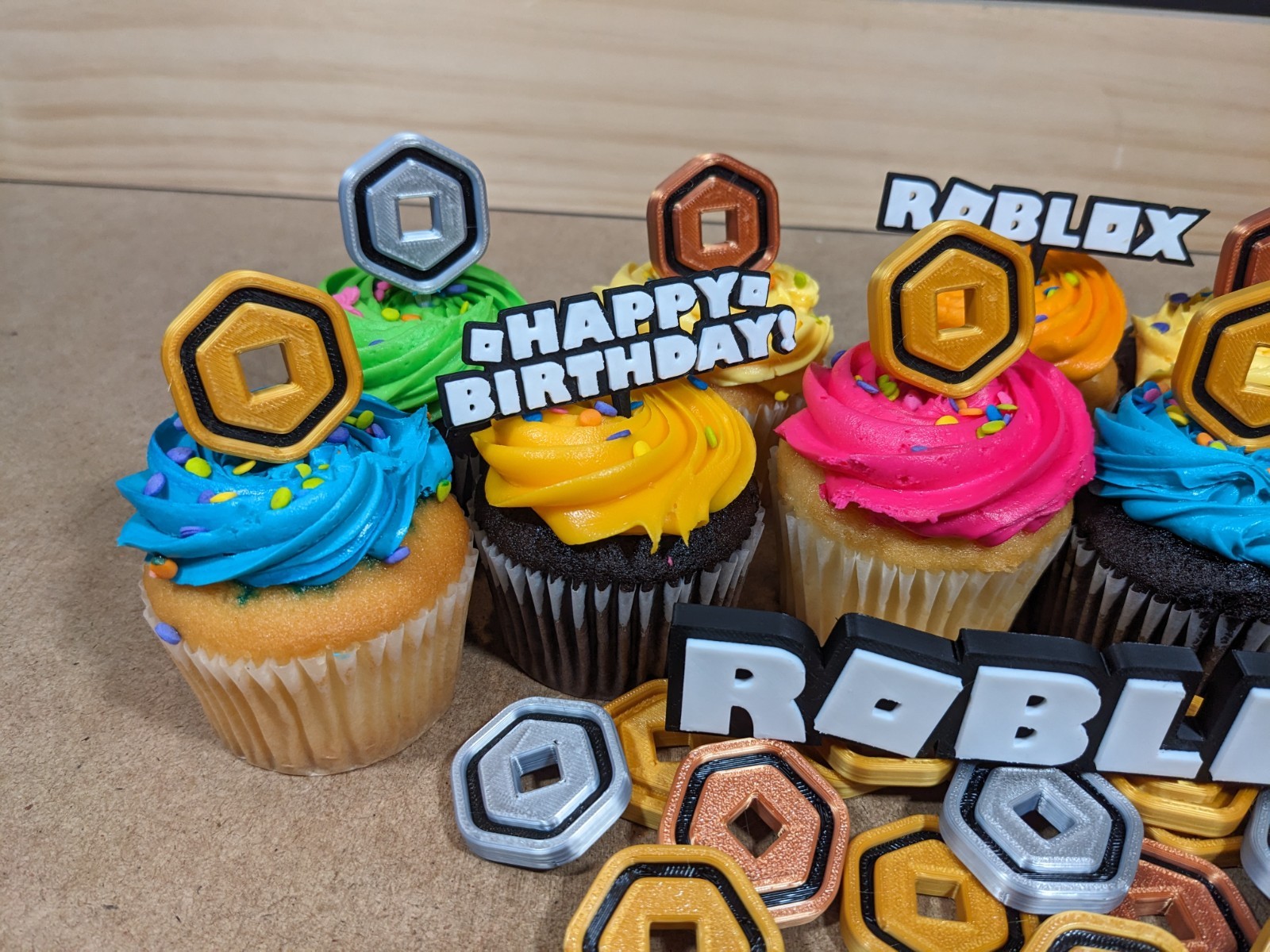 Roblox Birthday Party Cupcake Donut or Pastry Toppers Roblox Font