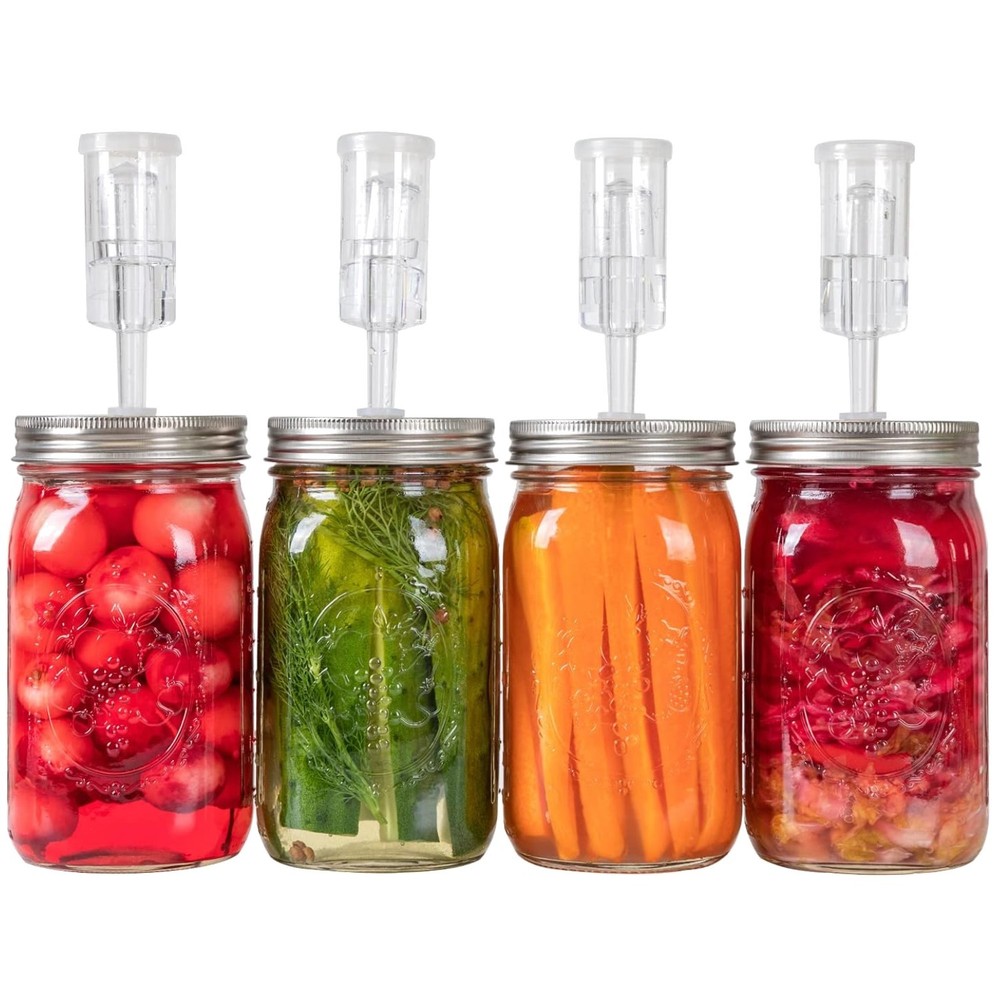 Fermentation Lids Kit for Wide Mouth Jars - Includes Airlocks & Grommets